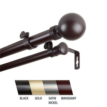 CENTRAL DESIGN Central Design 100-01-996-D Globus 1 in. Double Curtain Rod; 120-170 in. - Mahogany 100-01-996-D